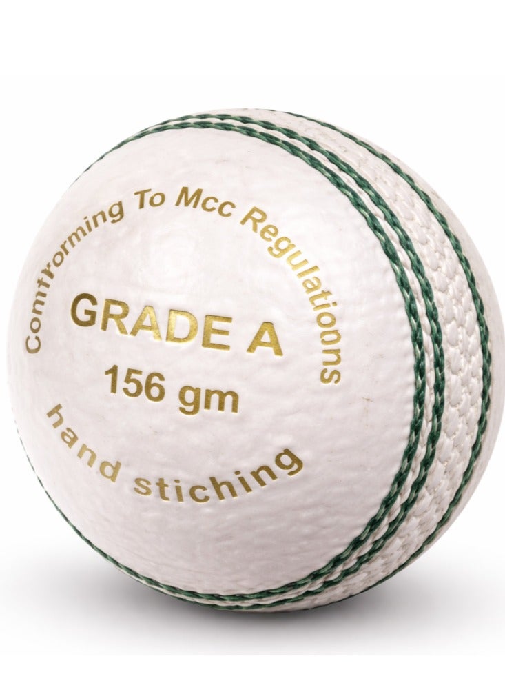 TNM Grade A White Cricket Ball 156gm – Hand Stitched Leather Ball for Club Practice & Match - Image 3
